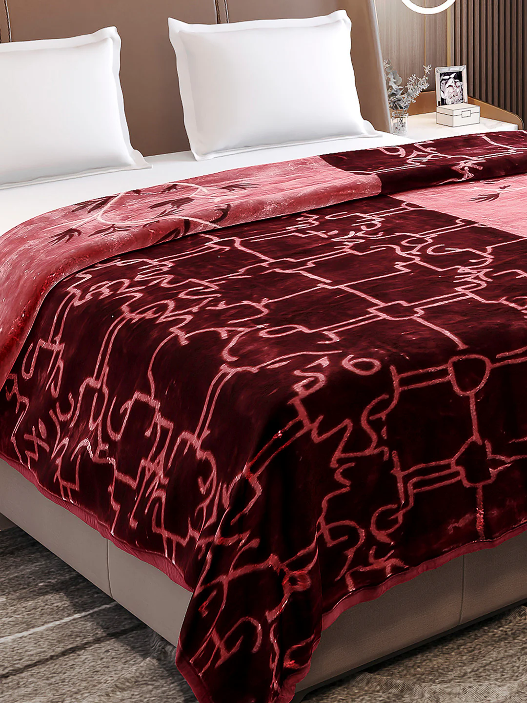 Printed Double Bed Reversible Blanket 2 Ply, 872 GSM, 4.6 kg (Moonvalley)