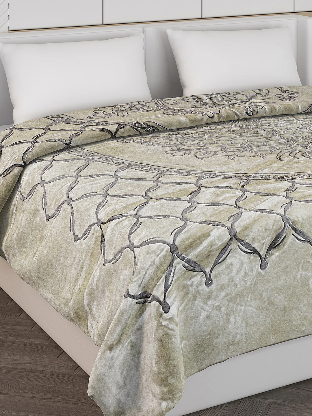 Printed Double Bed Reversible Blanket 2 Ply, 947 GSM, 5 kg (Rusty)