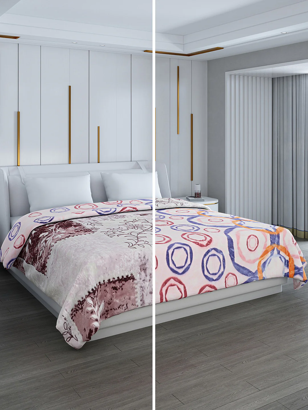 Printed Double Bed Blanket for Heavy Winter -2 Ply