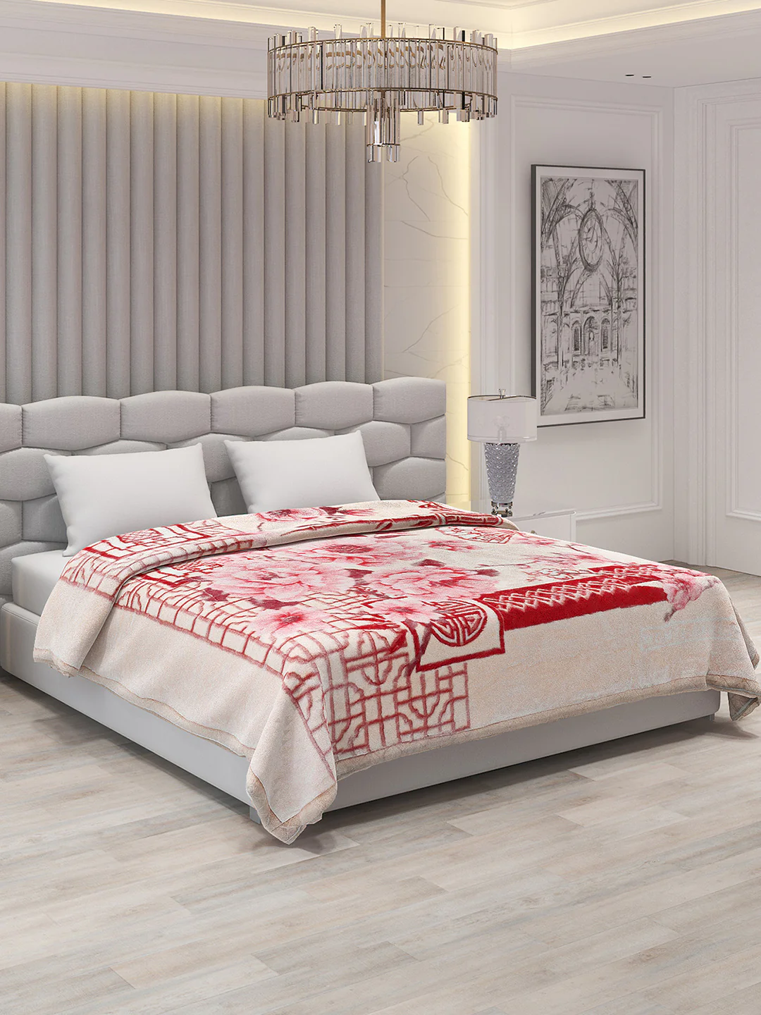 Printed Double Bed Blanket for Heavy Winter -3 Ply