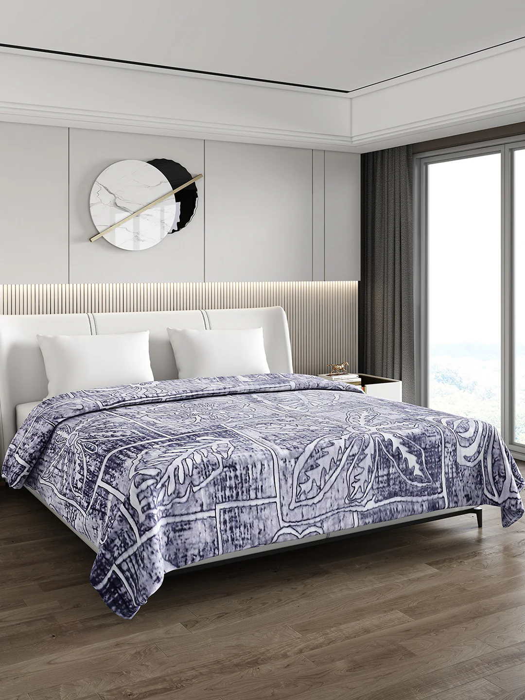 Printed Double Bed Blanket for Heavy Winter -3 Ply