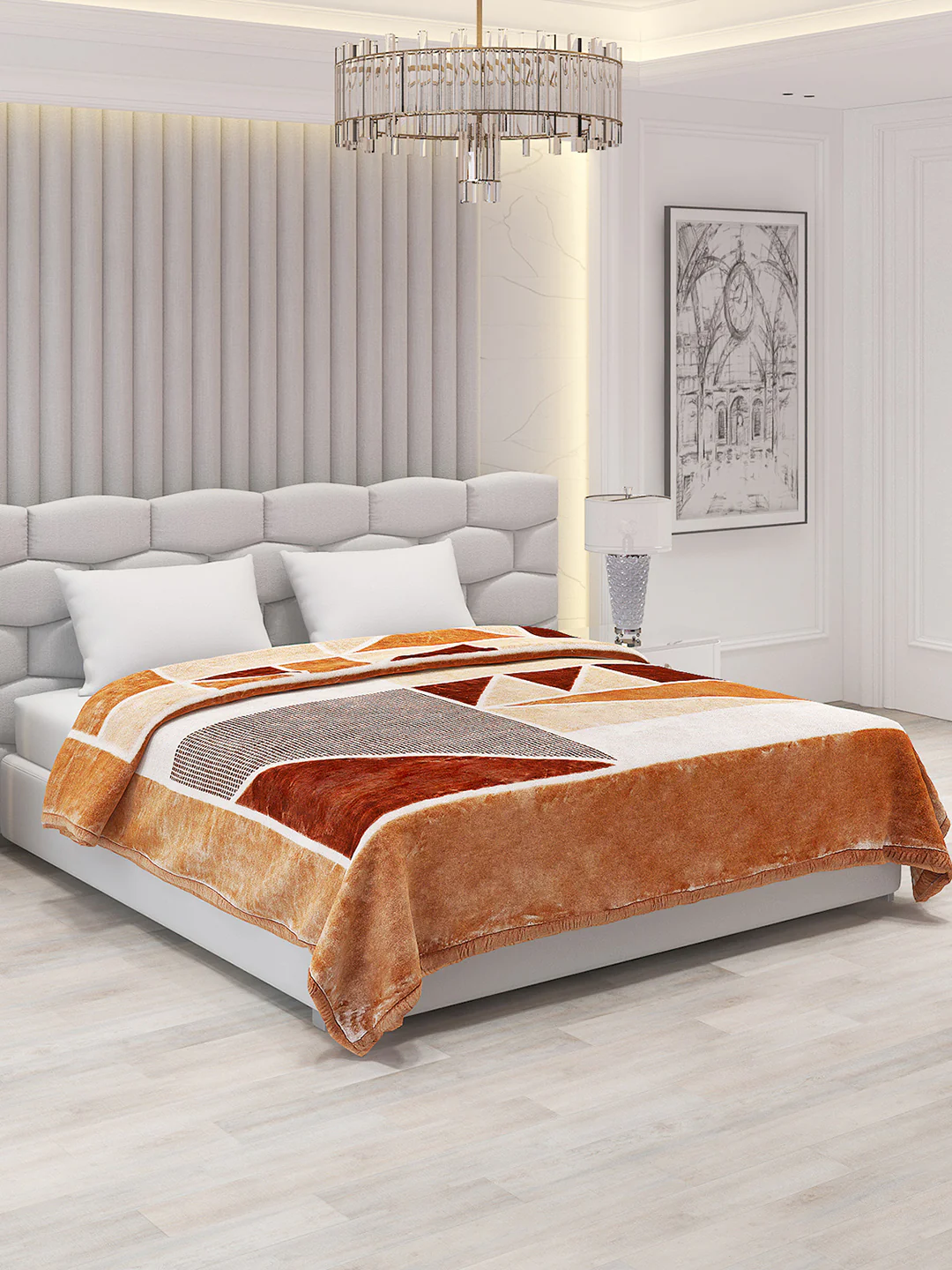 Printed Double Bed Blanket for Mild Winter -1 Ply