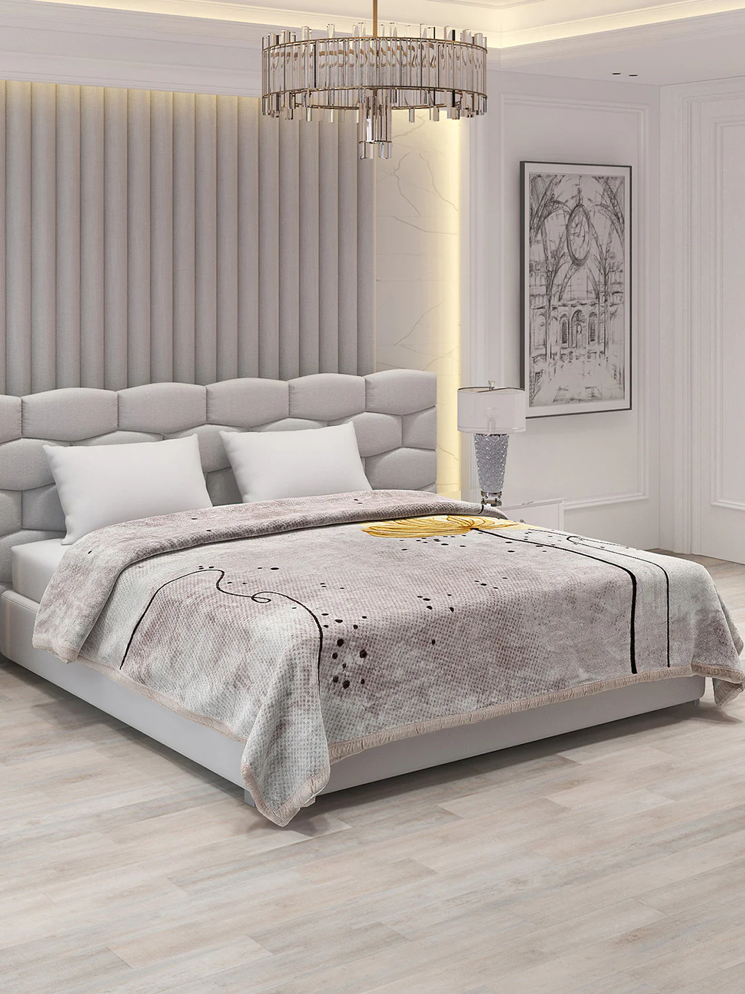 Printed Double Bed Blanket for Mild Winter -1 Ply