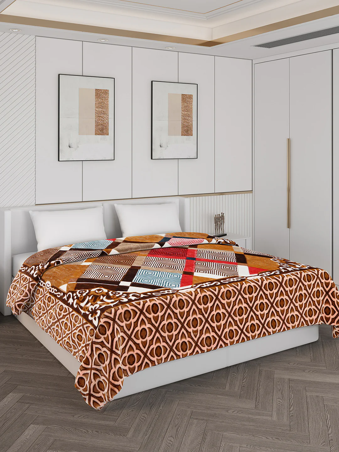 Printed Double Bed Blanket for Mild Winter -1 Ply