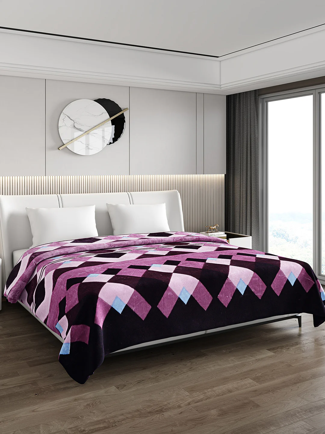 Printed Double Bed Blanket for Mild Winter -1 Ply