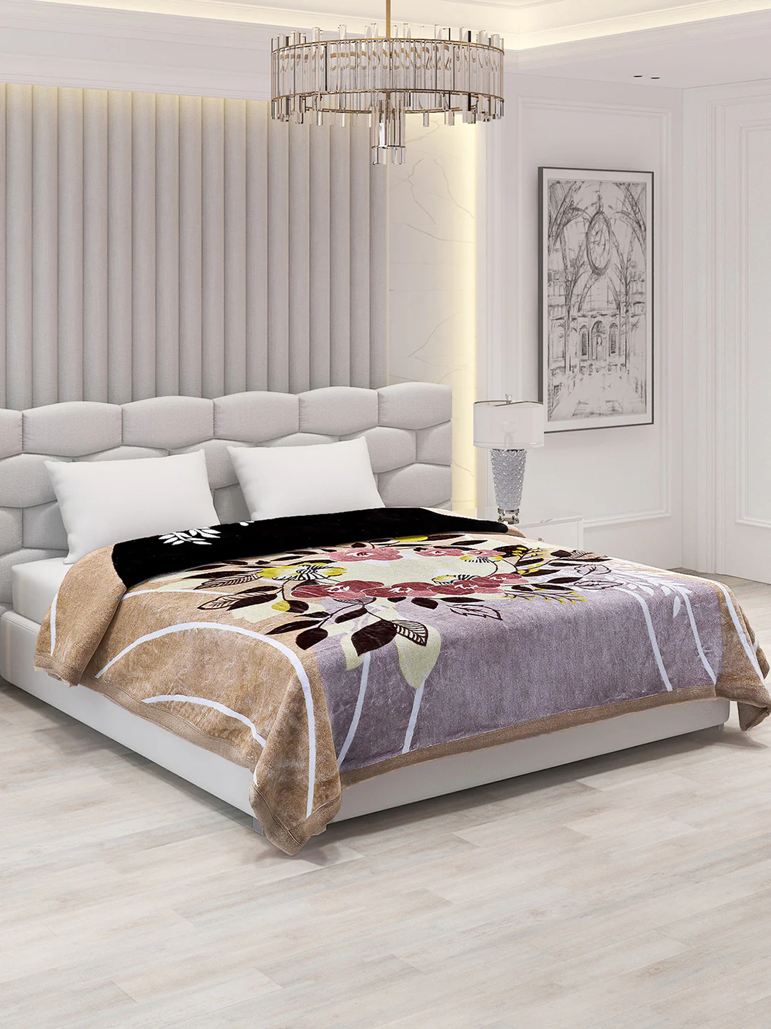 Printed Double Bed Blanket for Mild Winter -2 Ply