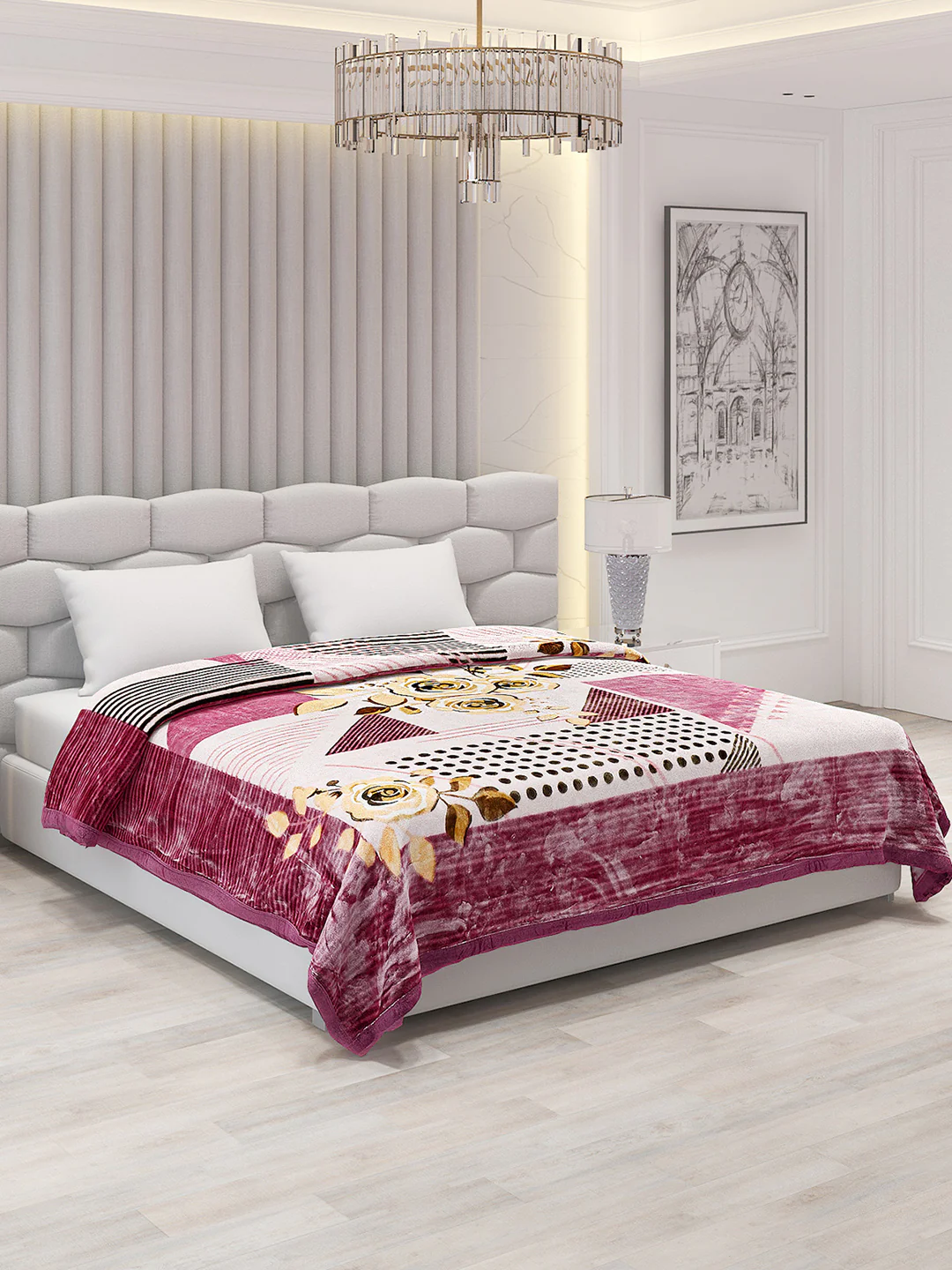 Printed Double Bed Blanket for Mild Winter -2 Ply