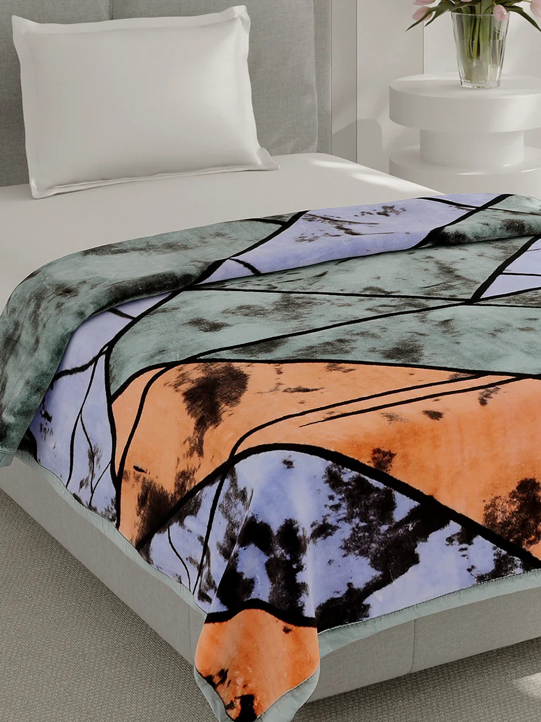 Printed Single Bed 1 Ply, 625 GSM Mink Blanket for Mild Winter - (Impact Pvc)