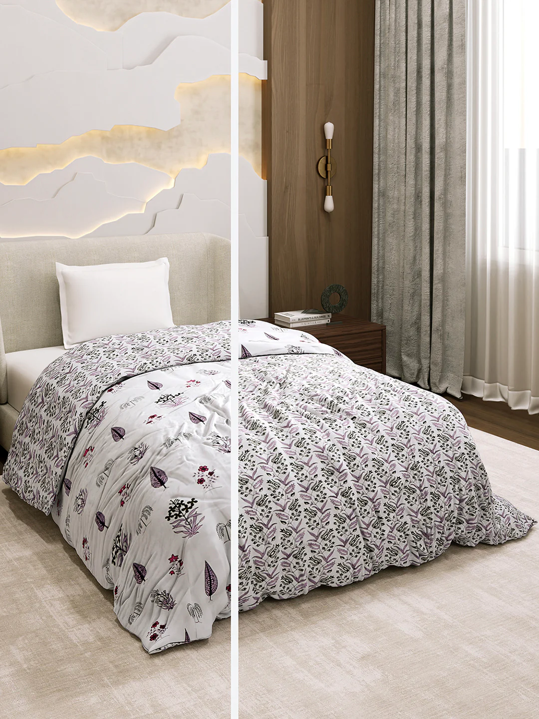 Printed Single Bed 1 Ply Dohar for Mild Winter - (Daisy)