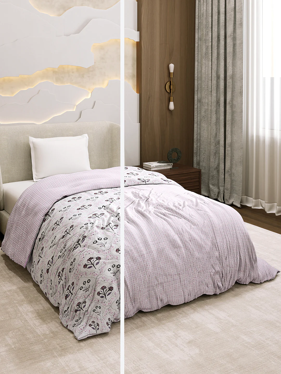 Printed Single Bed 1 Ply Dohar for Mild Winter - (Daisy)