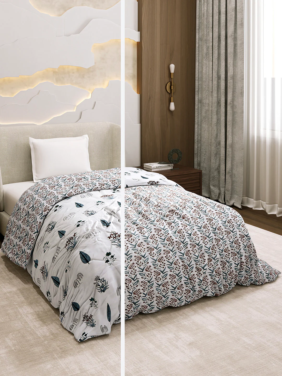 Printed Single Bed 1 Ply Dohar for Mild Winter - (Daisy)