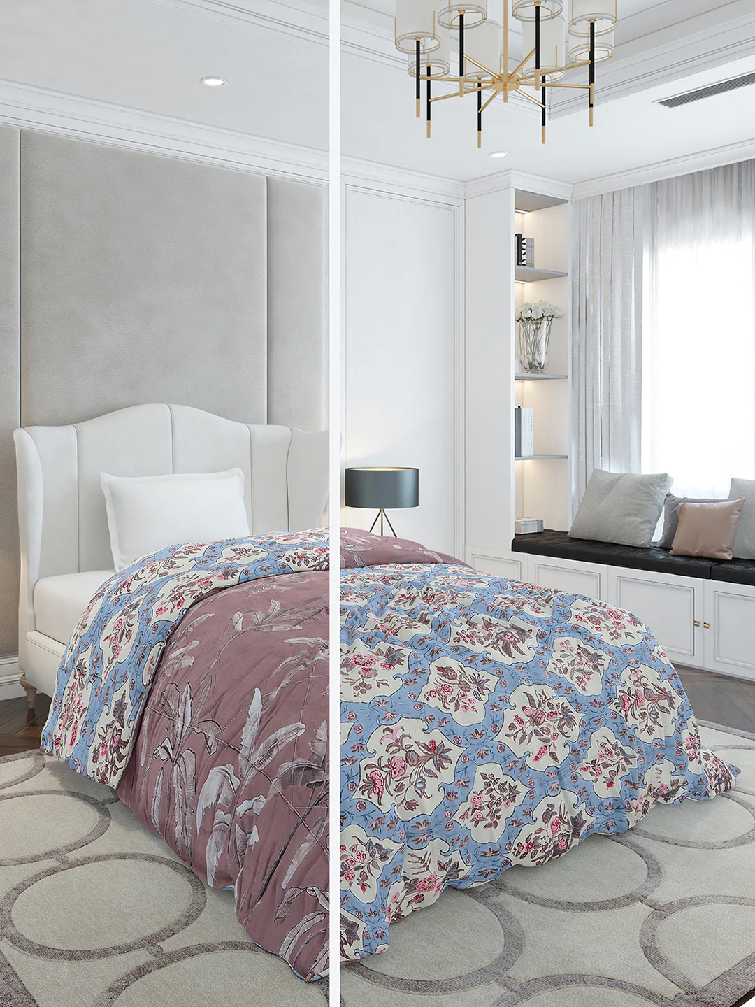 Printed Single Bed 120 GSM Comforter for AC Room - (Marvla)
