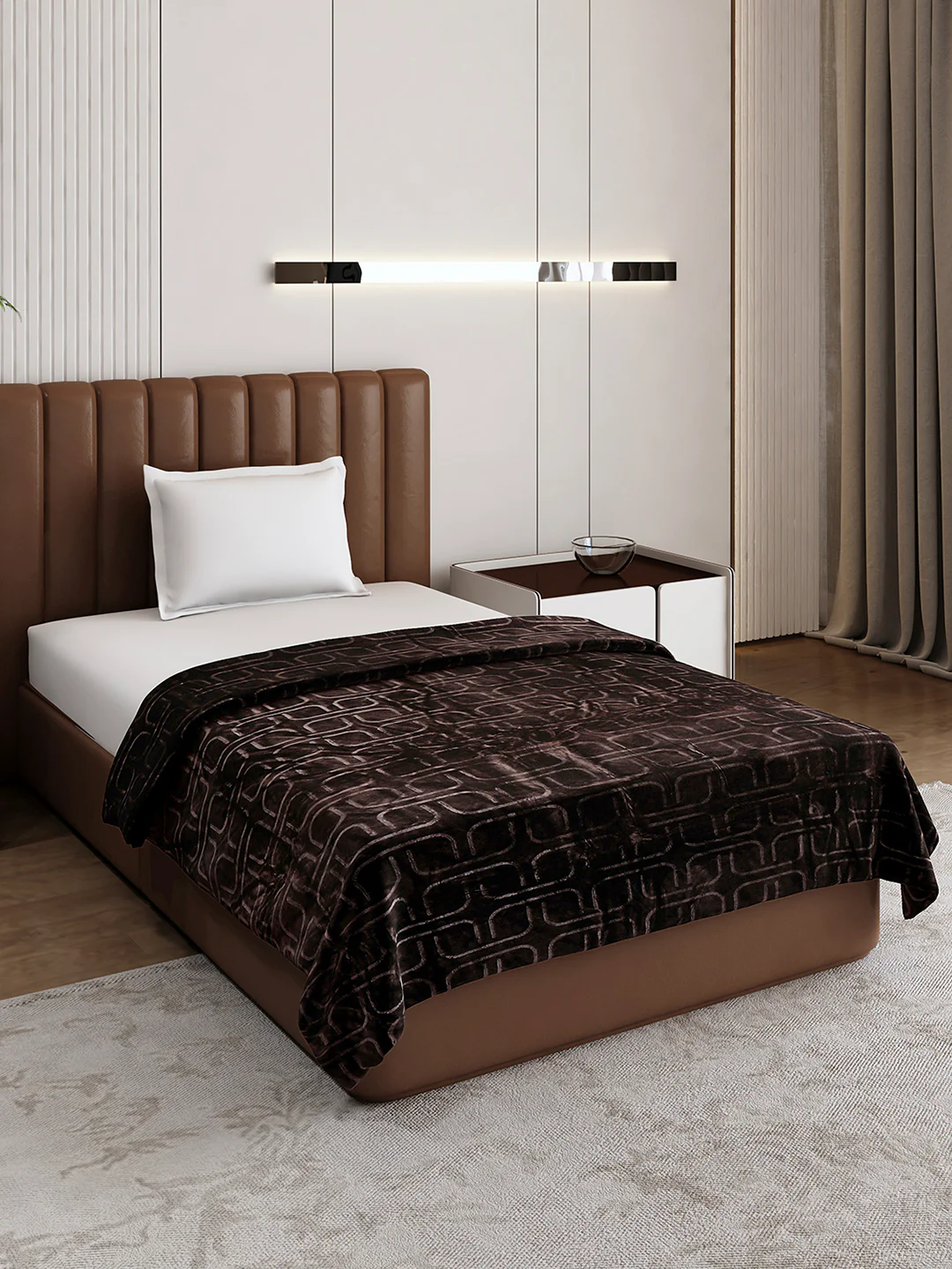 Printed Single Bed 210 GSM Blanket for AC Room - (Terra)