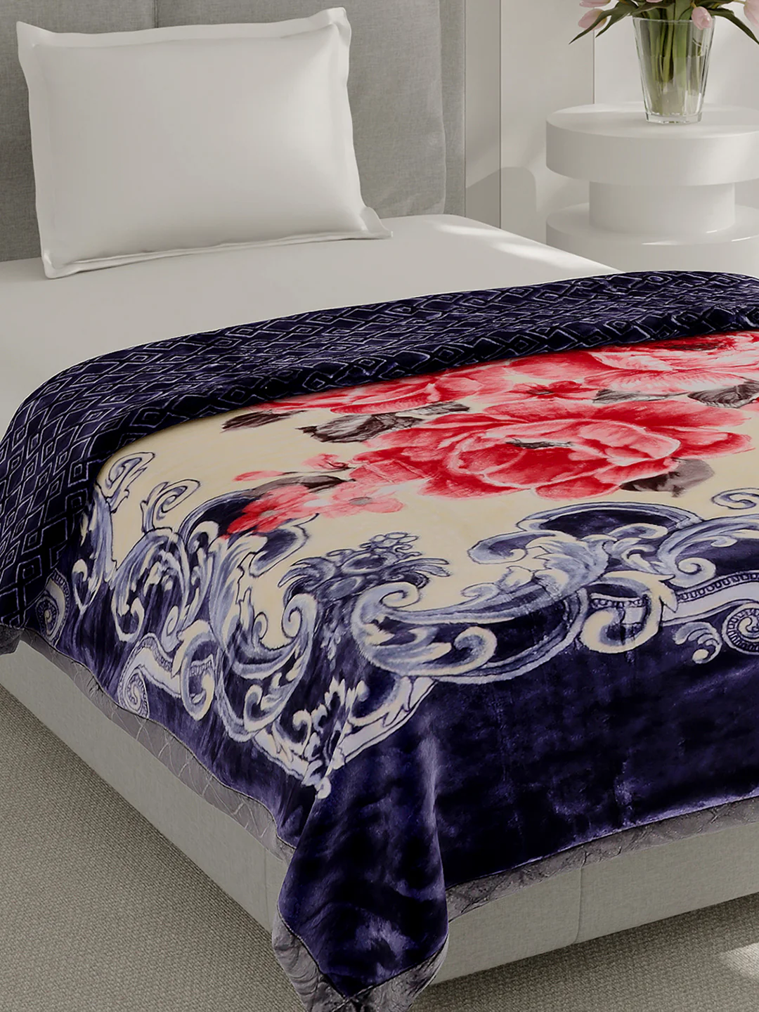 Printed Single Bed 3 Ply, 909 GSM Blanket for Heavy Winter - (Umang)