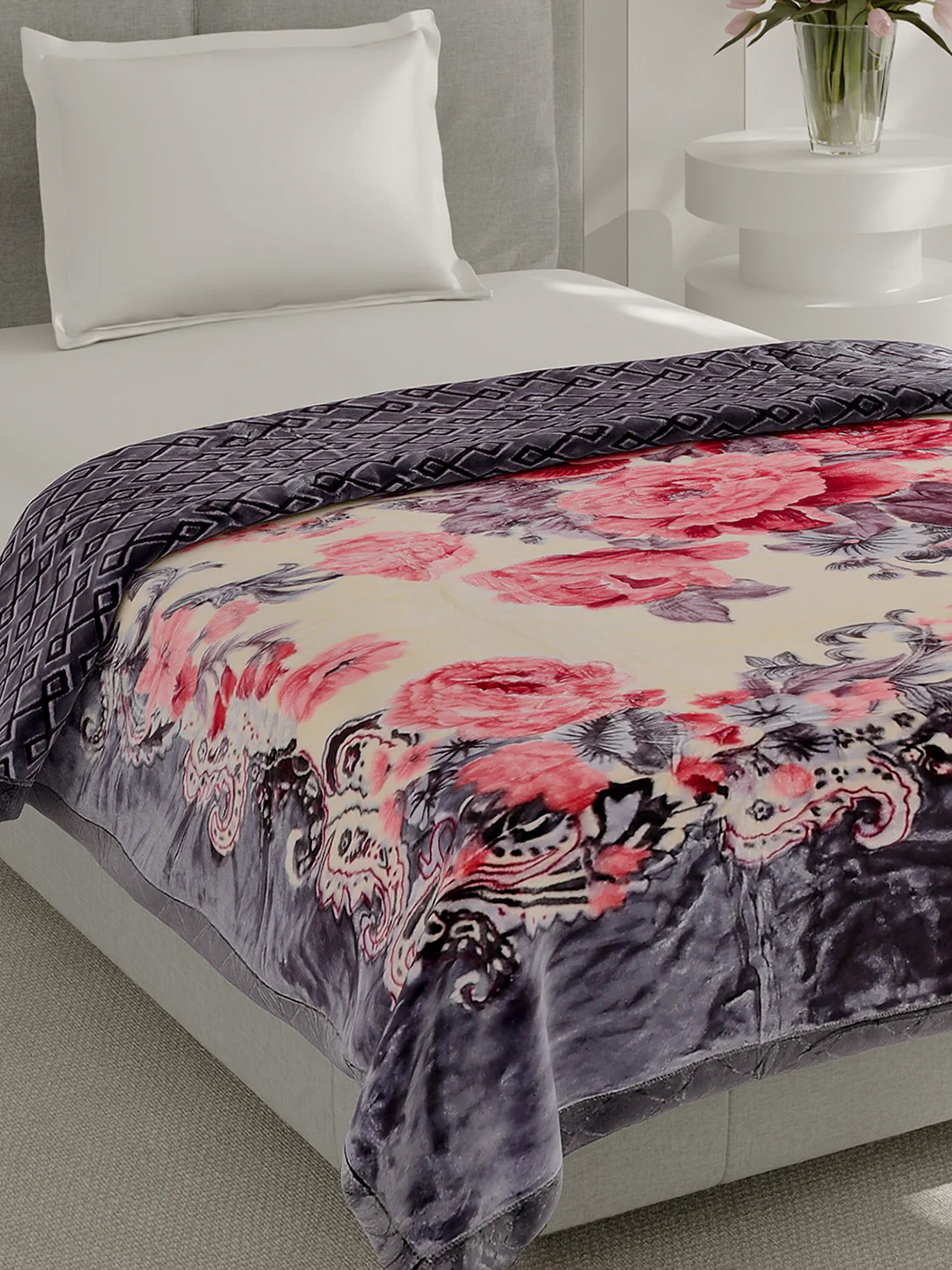 Printed Single Bed 3 Ply, 909 GSM Blanket for Heavy Winter - (Umang)