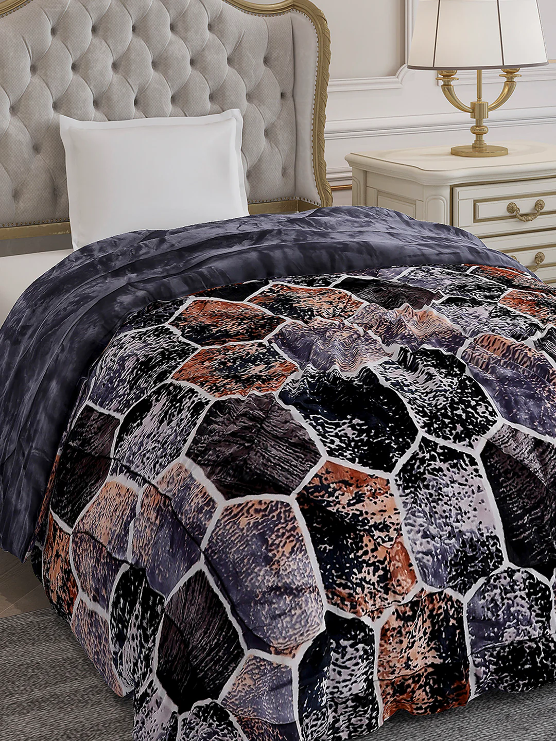 Printed Single Bed 300 GSM Comforter for Mild Winter (Dixie), Weight 725 gm