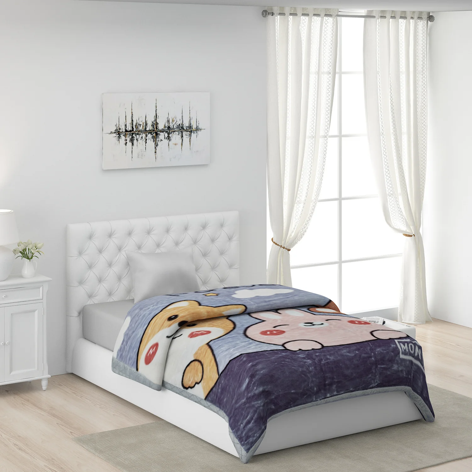 Printed Single Bed Blanket for Mild Winter -2 Ply