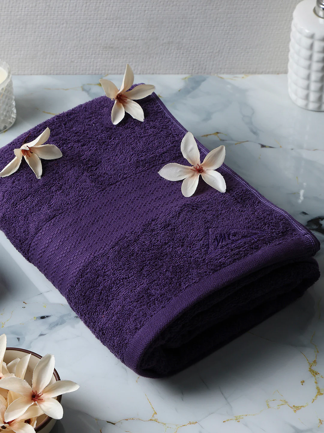 Purple Cotton Solid 400 GSM Car Towel (Jazz)