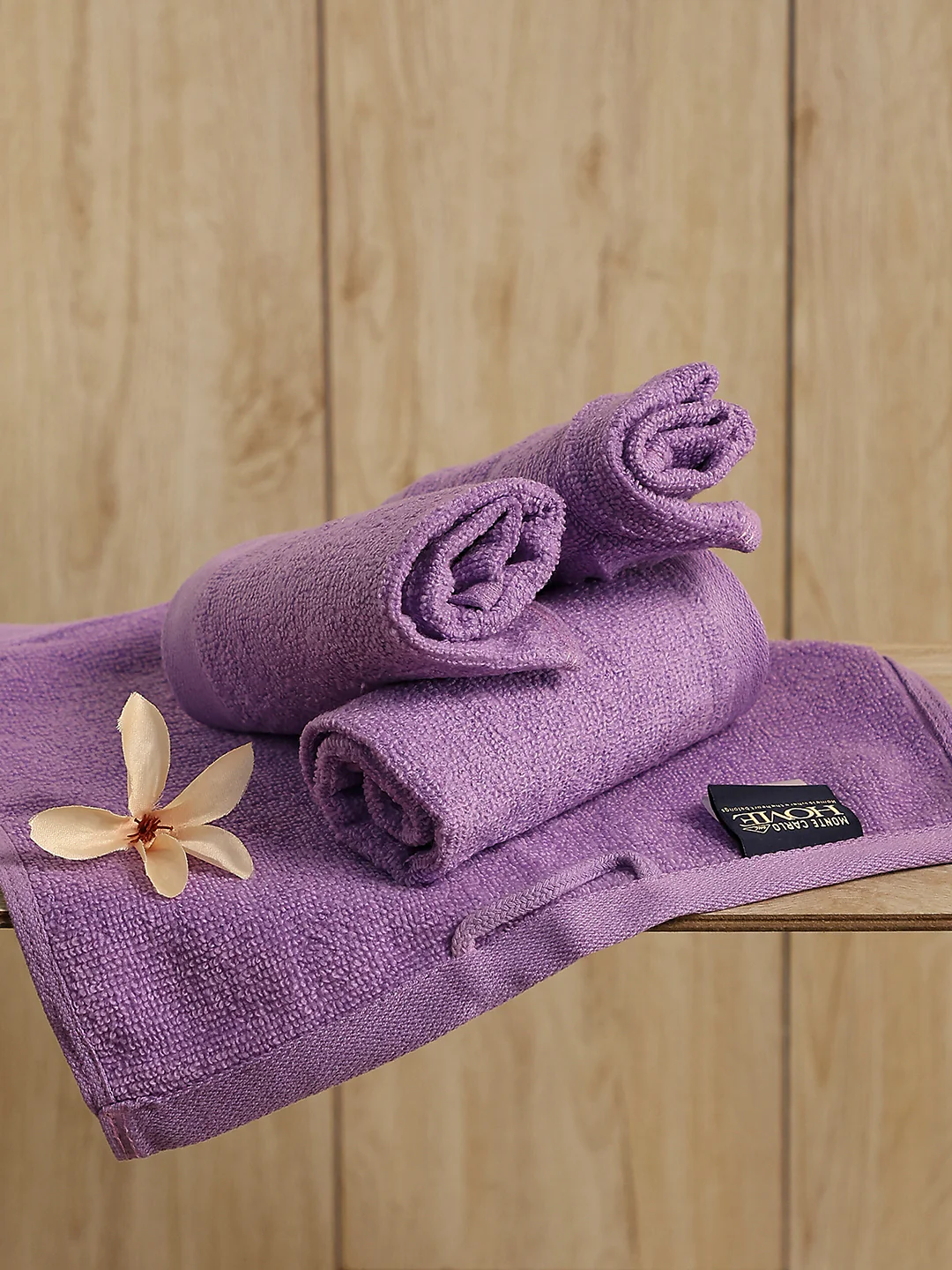 Purple Cotton Solid 600 GSM Face Towel (Pack of 4)