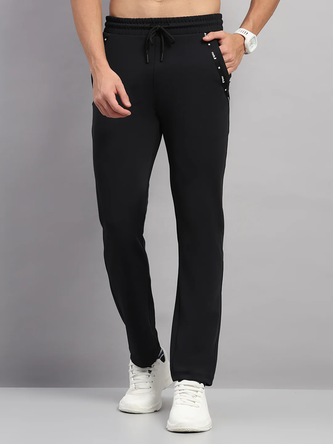 Rock.it Men Black Self Design Slim Fit Winter Lower