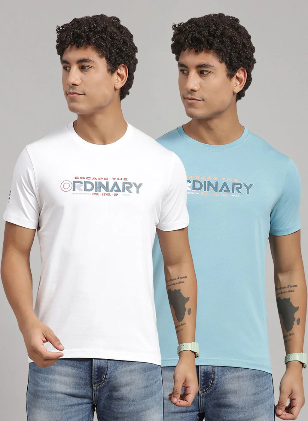 Rock.it Men Blue Printed T-Shirt 2 Pc