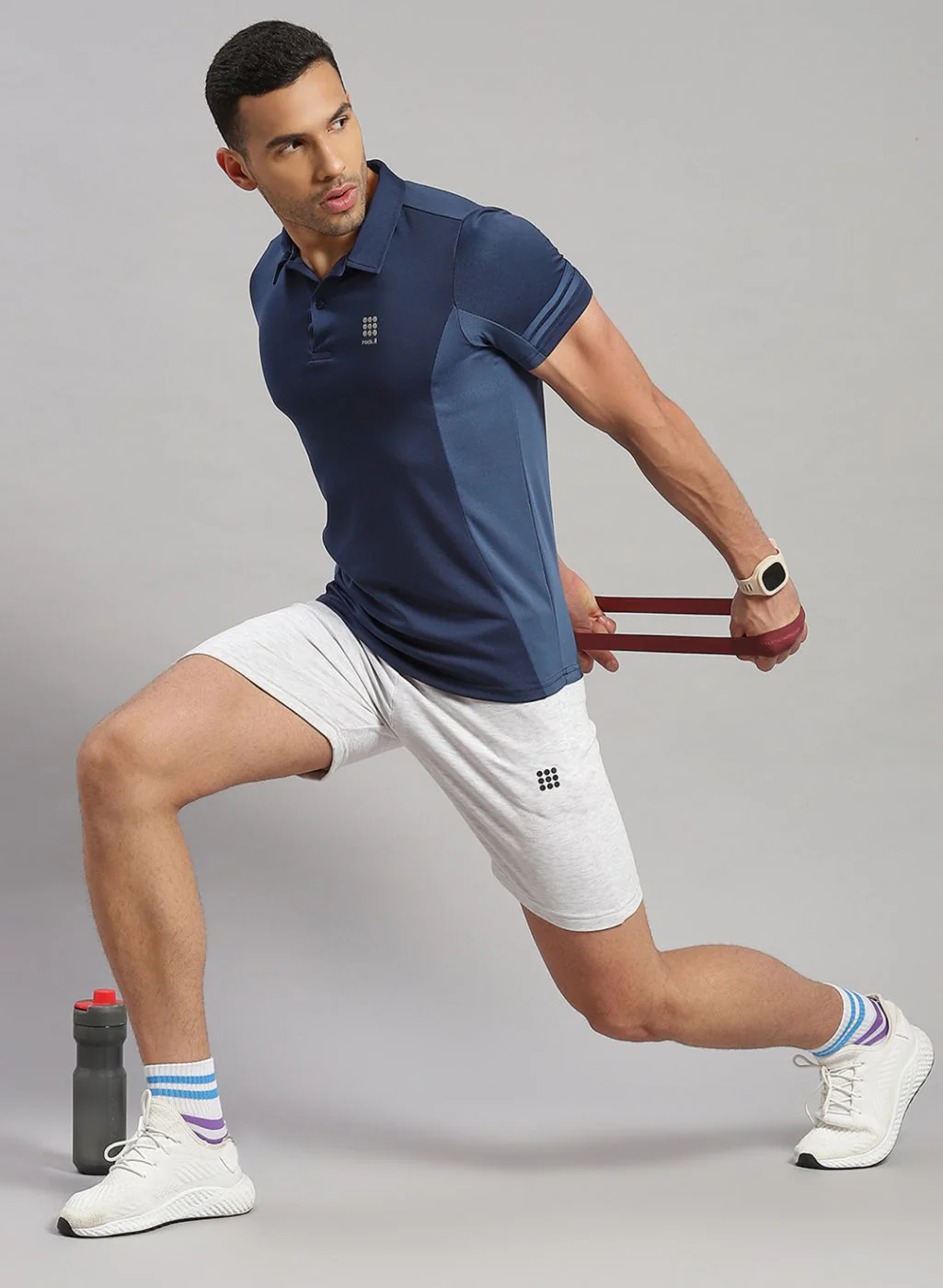Rock.it Men Blue Solid T-Shirt