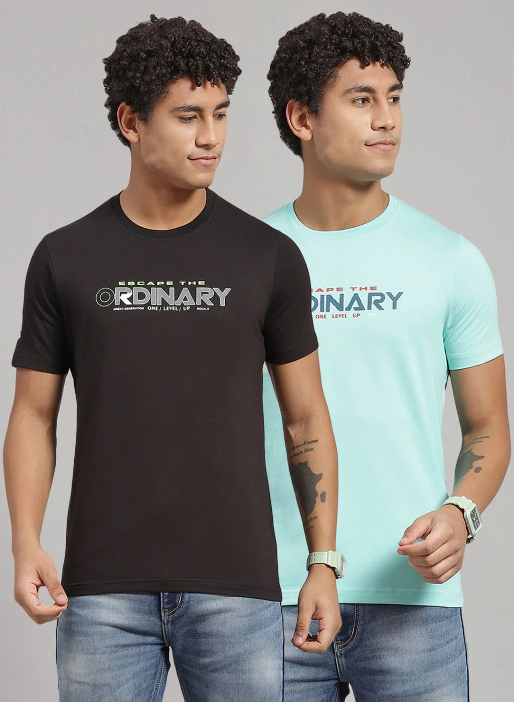 Rock.it Men Green Printed T-Shirt 2 Pc