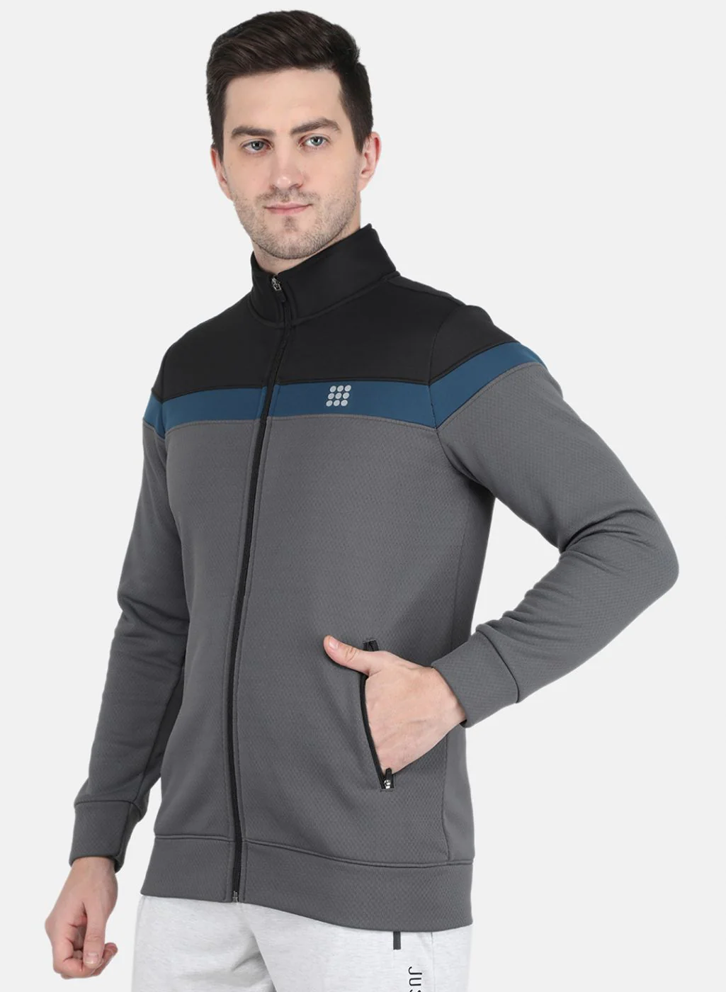 Rock.it Men Grey Solid Sweatshirt - Image 2