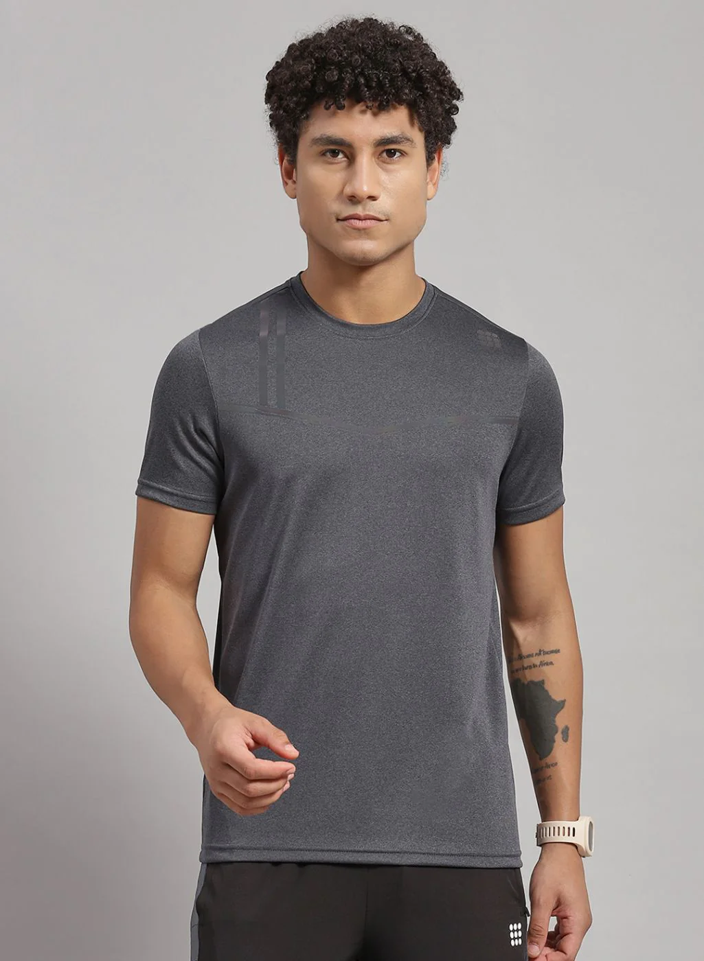 Rock.it Men Grey Solid T-Shirt