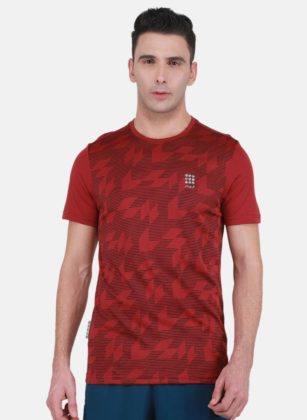 Rock.it Men Maroon Self Design T-Shirt