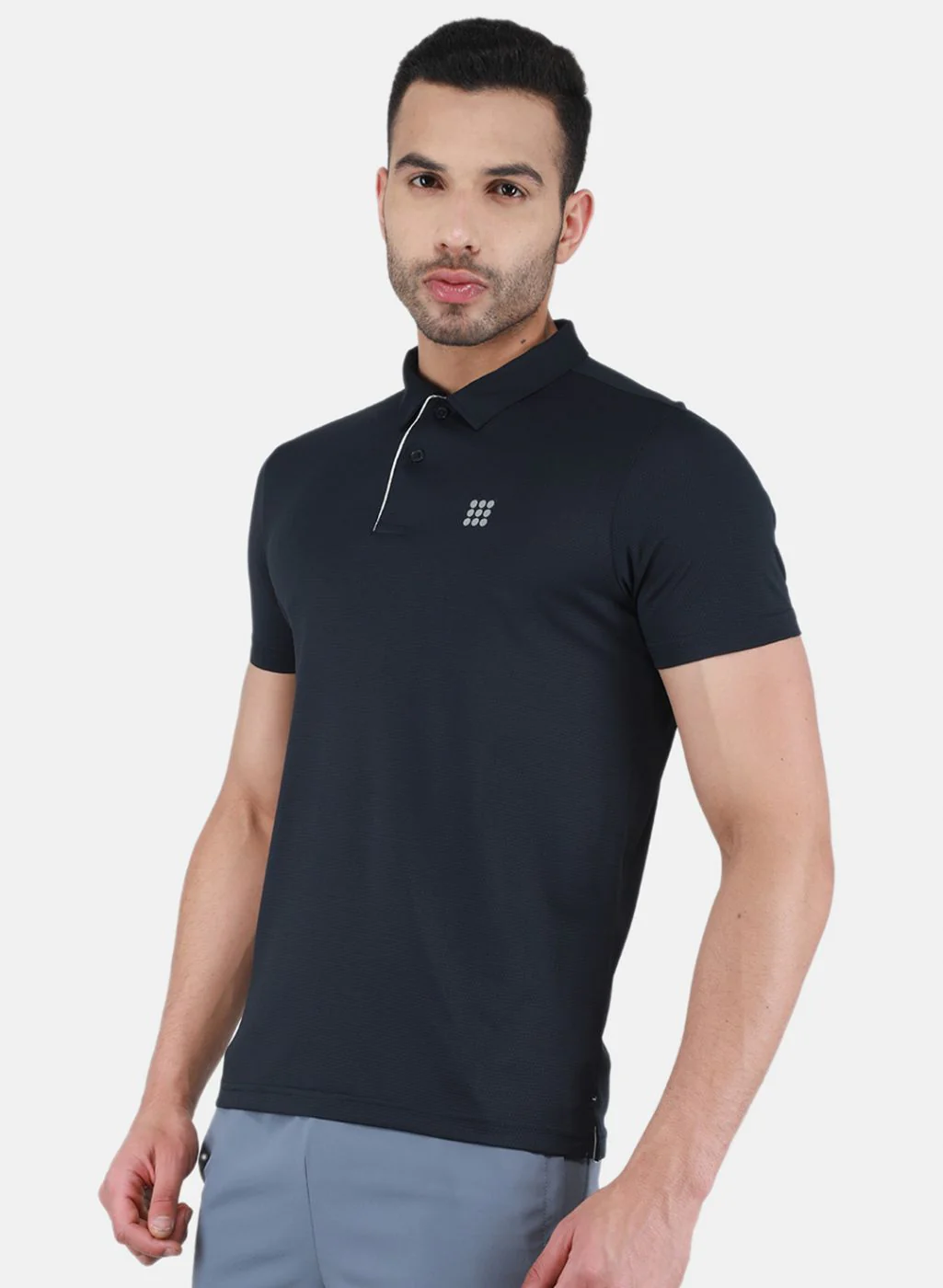 Rock.it Men Navy Blue Self Design T-Shirt - Image 2