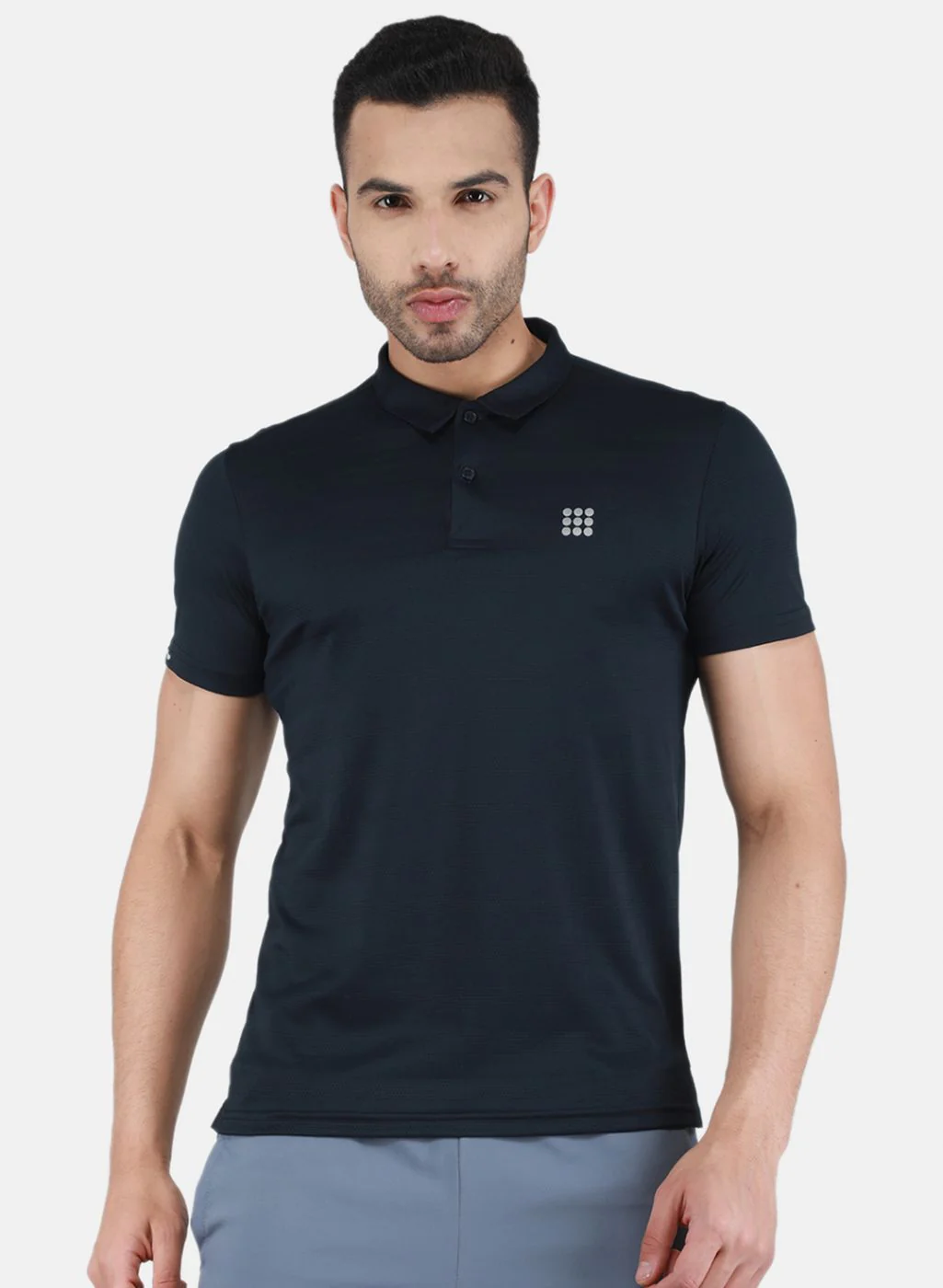 Rock.it Men Navy Blue Self Design T-Shirt