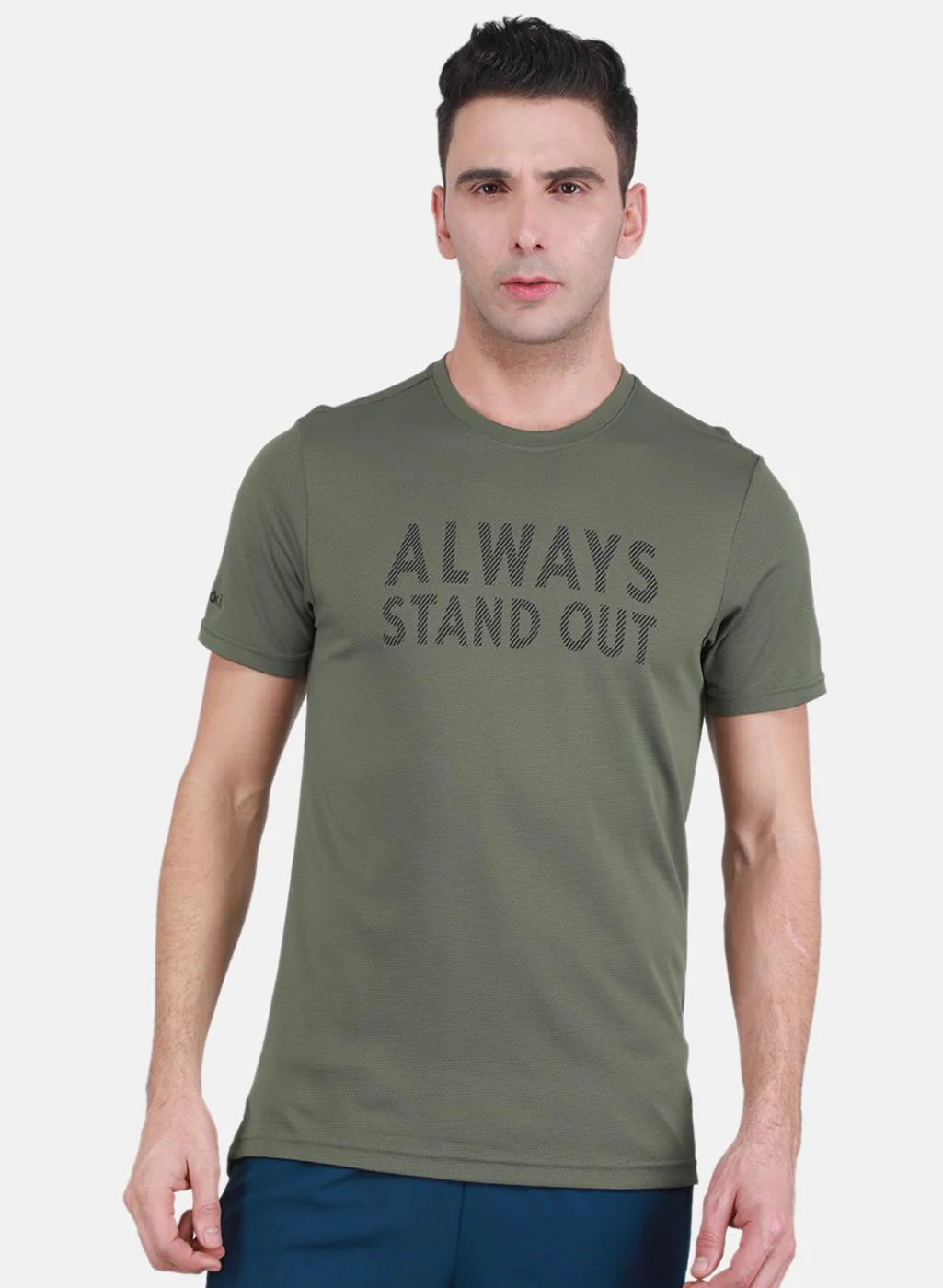Rock.it Men Olive Self Design T-Shirt
