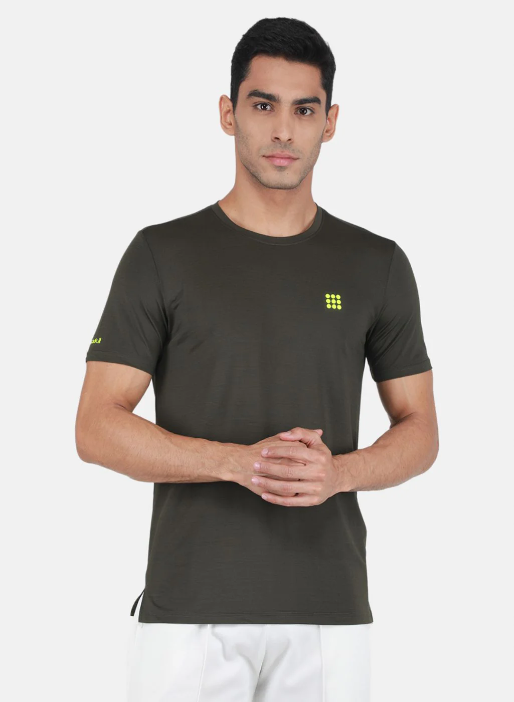 Rock.it Men Olive Self Design T-Shirt