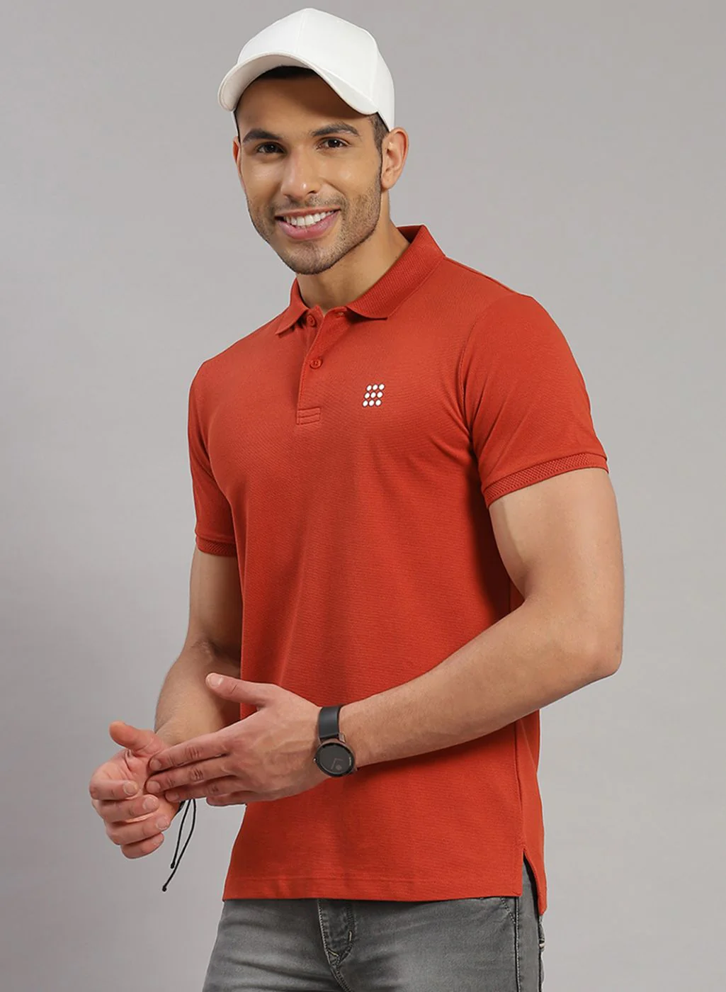 Rock.it Men Rust Orange Solid T-Shirt