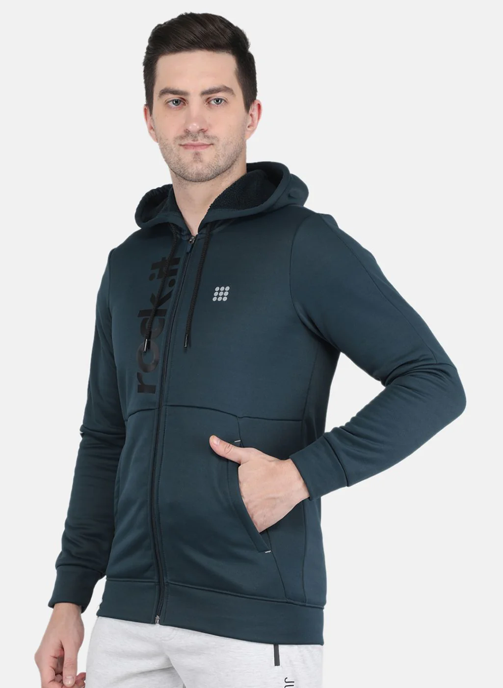 Rock.it Men Teal Blue Printed Sweatshirt - Image 2