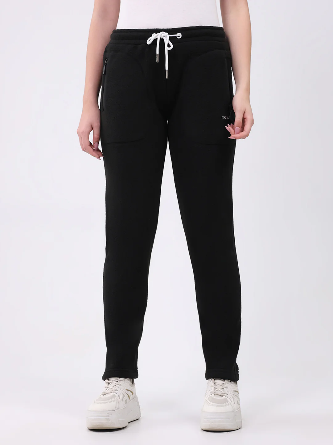 Rock.it Women Black Solid Regular Fit Winter Lower