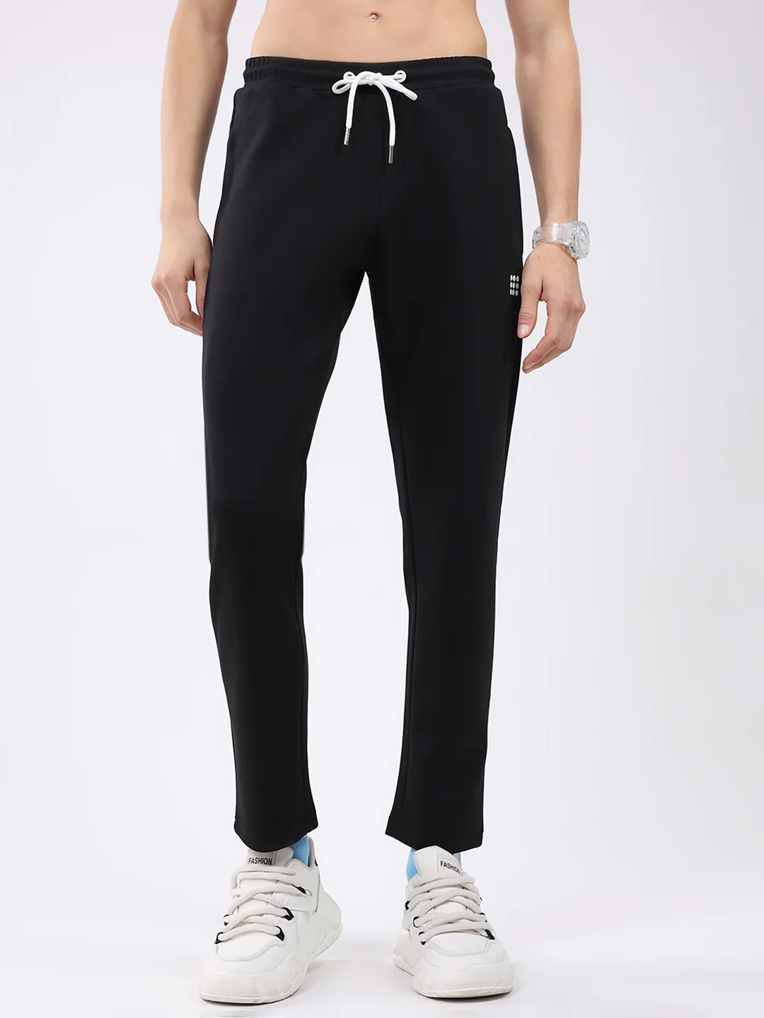 Rock.it Men Black Solid Slim Fit Winter Lower