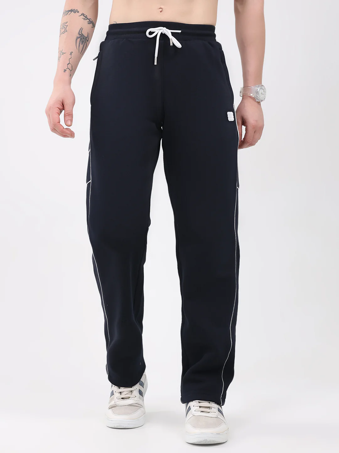 Rock.it Men Navy Blue Solid Regular Fit Winter Lower