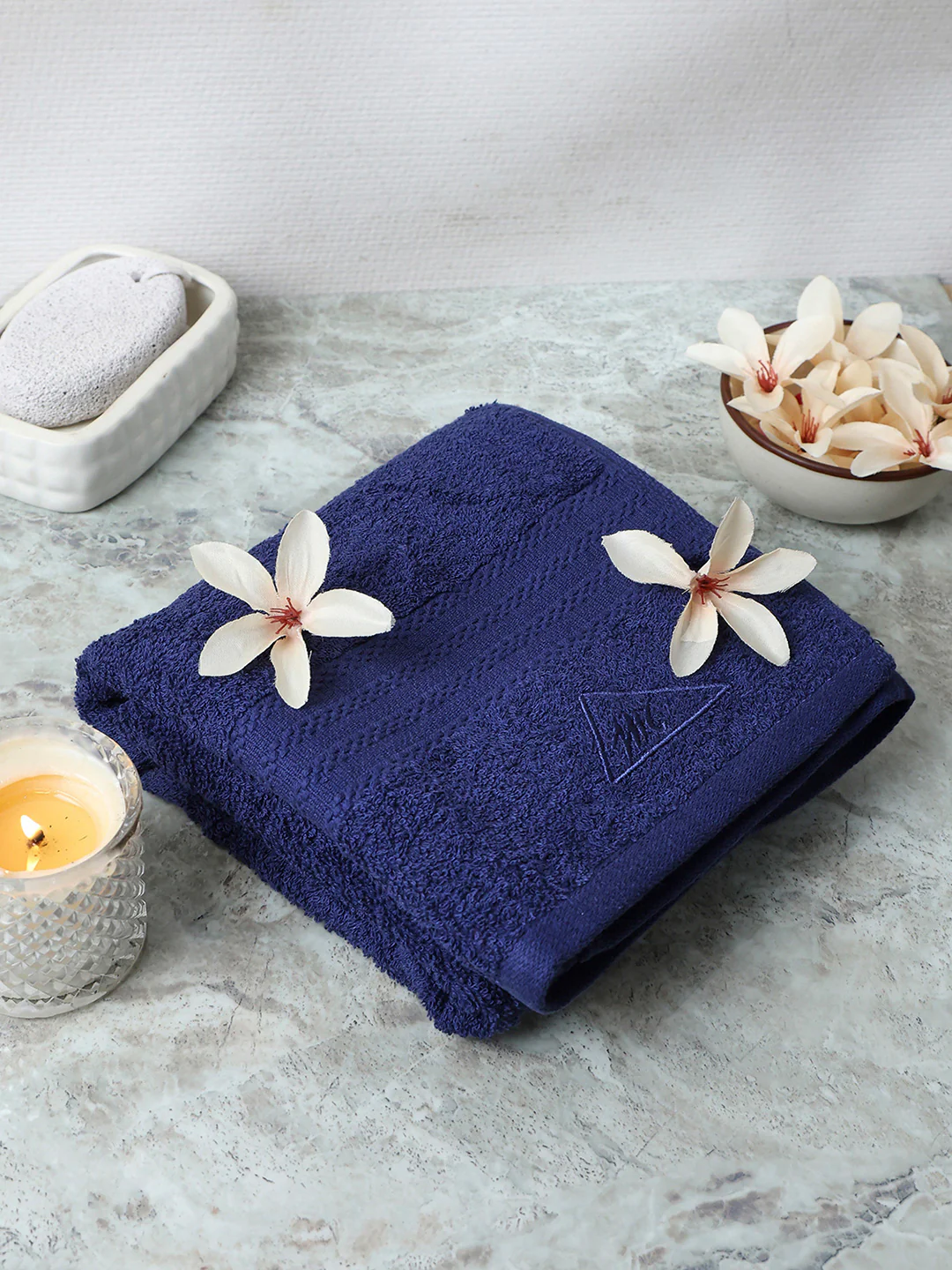 Royal Blue Cotton Solid 400 GSM Bath Towel (Jazz)