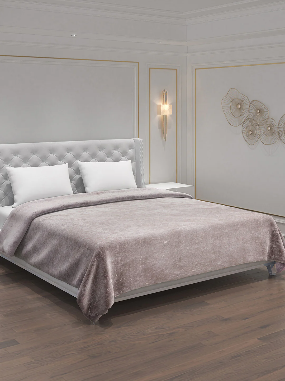 Solid 100% Polyester Double Bed Blanket for AC Room