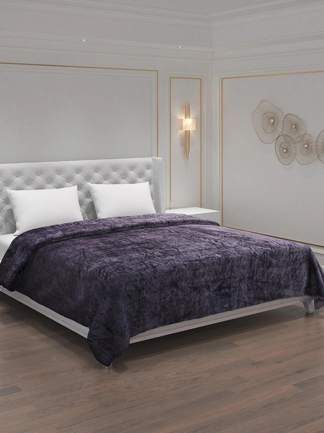 Solid 100% Polyester Double Bed Blanket for AC Room