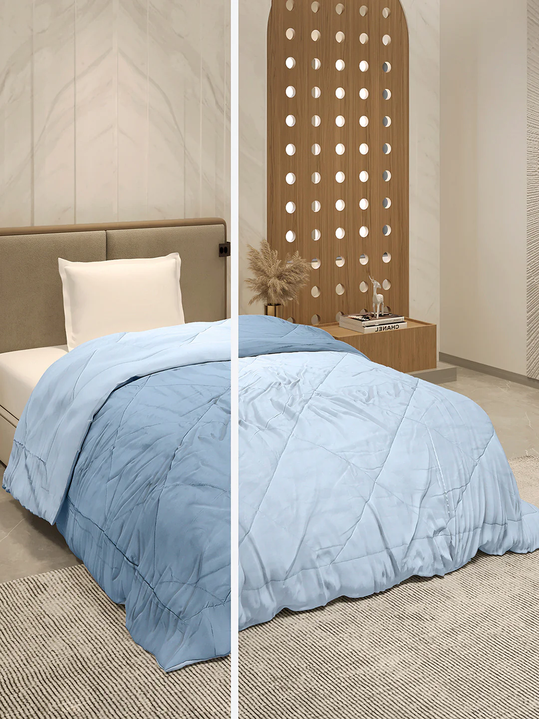 Solid Single Bed 3 Ply Comforter for AC Room - (Melange)