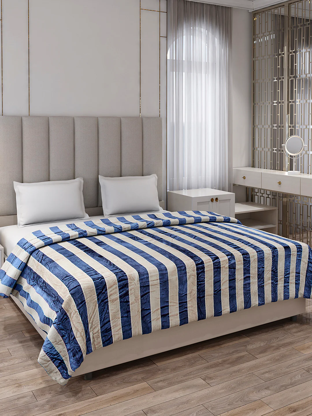 Striped Double Bed 300 GSM Blanket for AC Room - (Cosmos)