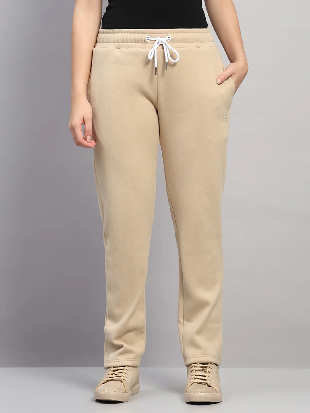 Rock.it Women Beige Solid Regular Fit Winter Lower
