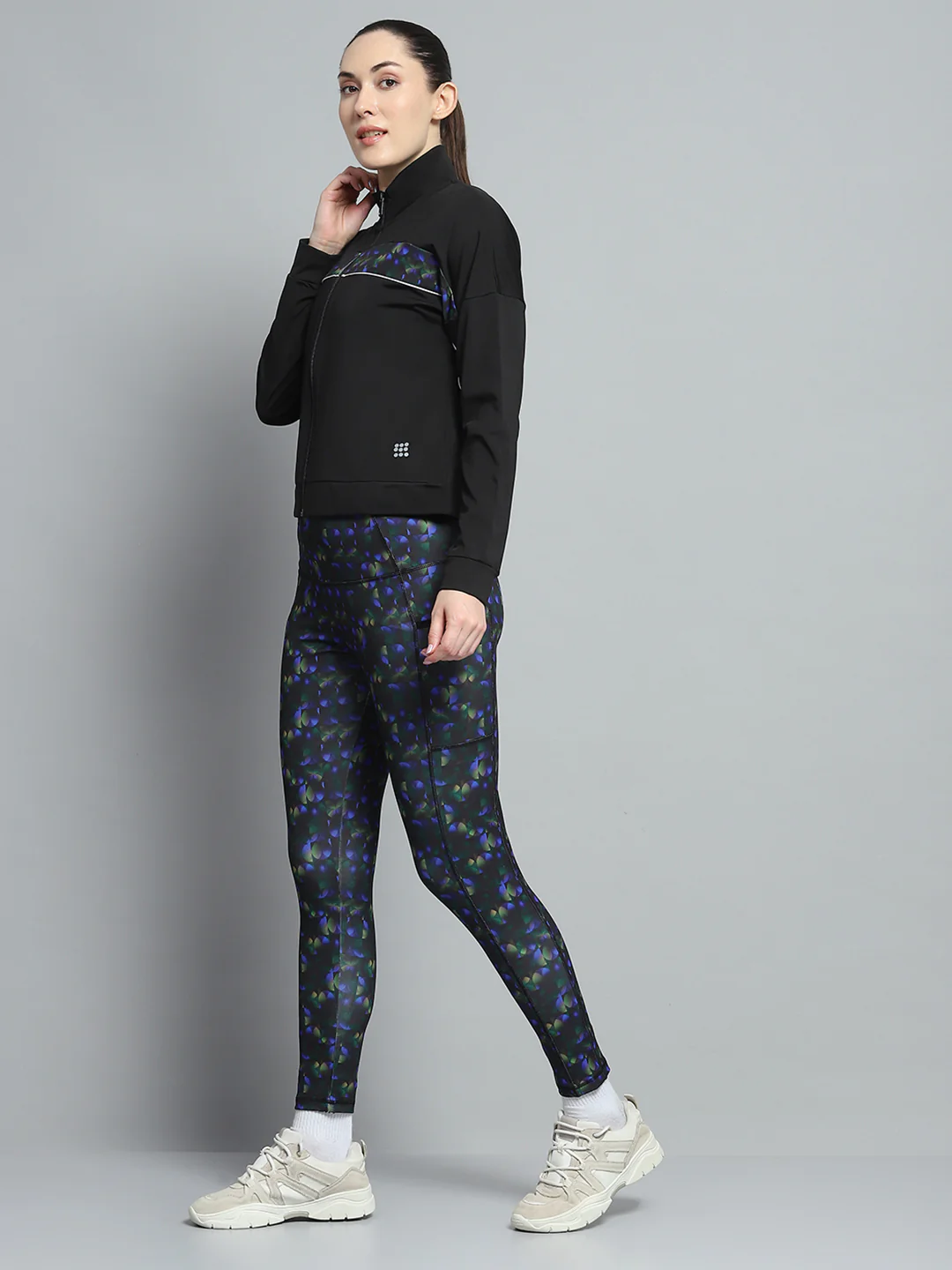 Rock.it Women Black Printed Mock Neck Full Sleeve 3Pc Cords Set - Image 3