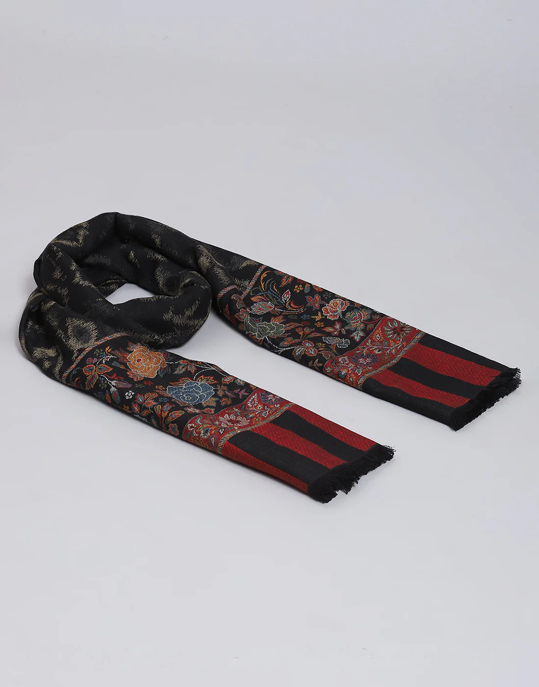 Women Black Self Design Shawl