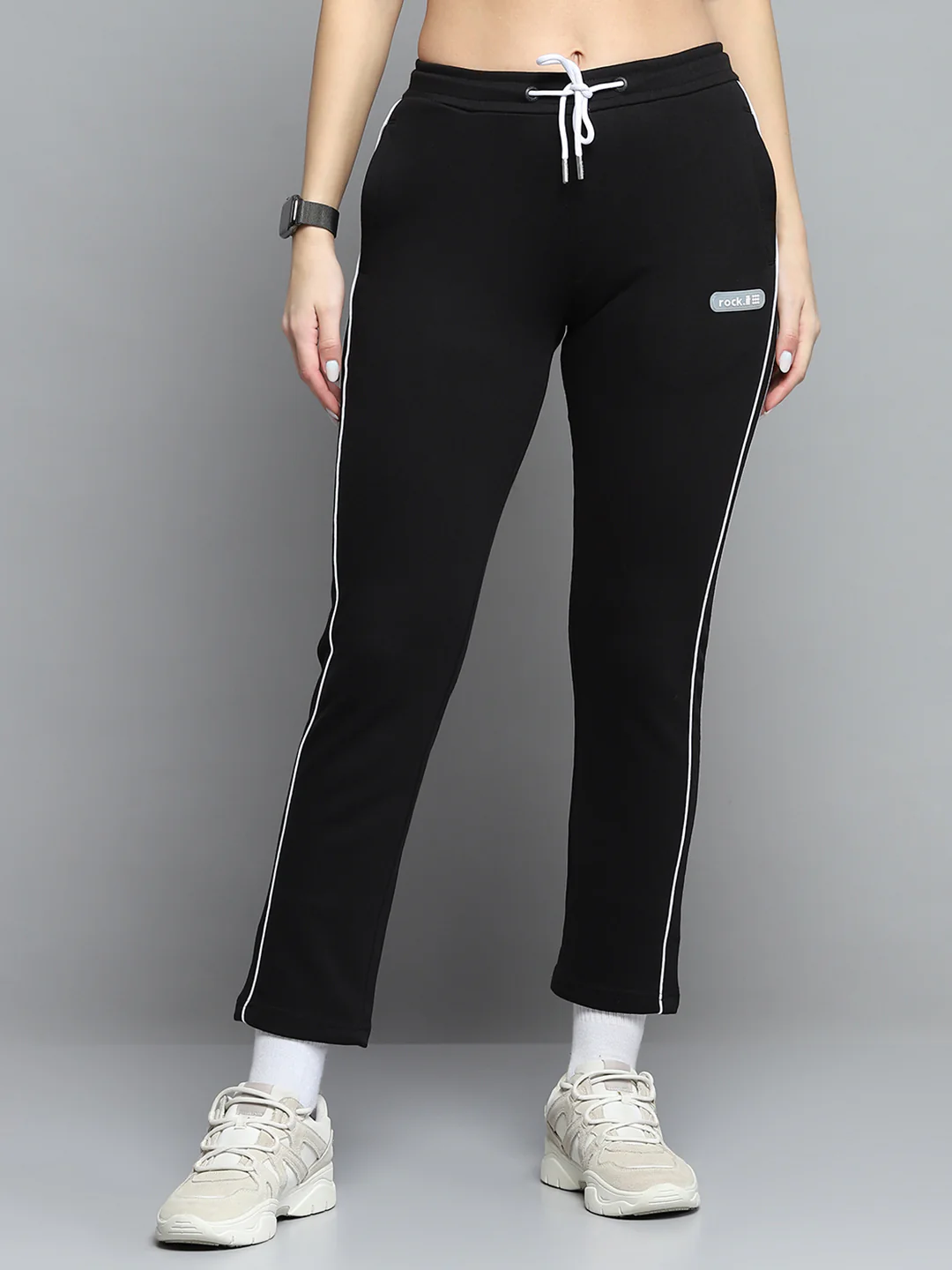 Rock.it Women Black Solid Regular Fit Lower