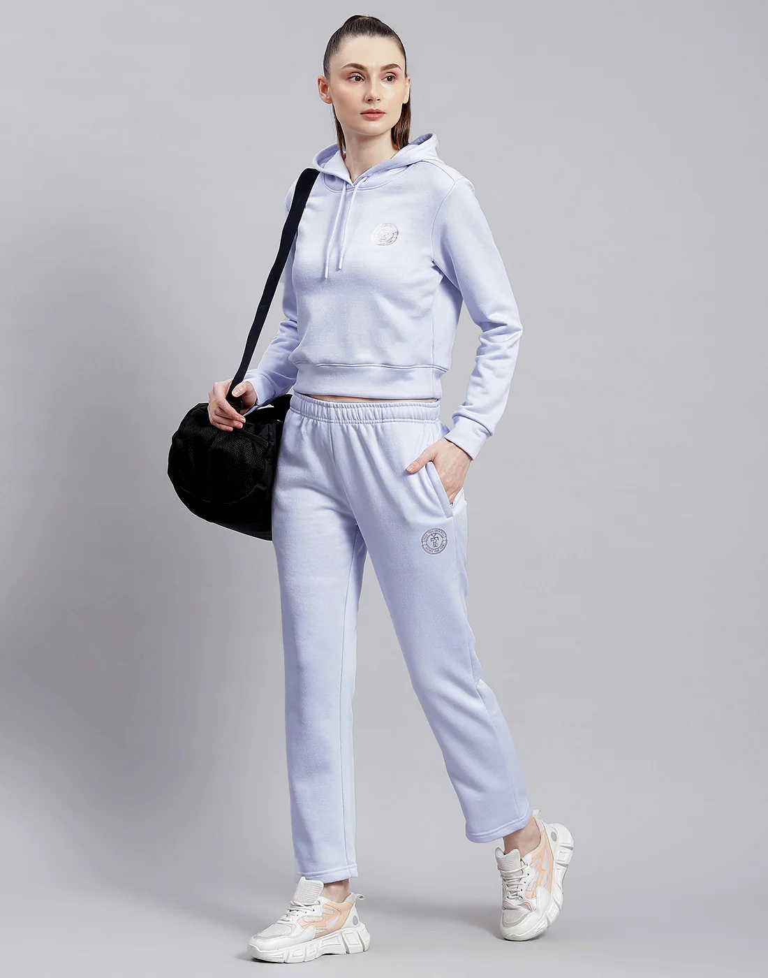 Rock.it Women Blue Solid Hooded Full Sleeve Cords Set