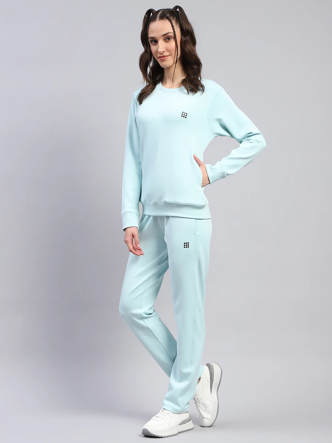 Rock.it Women Blue Solid Round Neck Full Sleeve Cords Set - Image 3